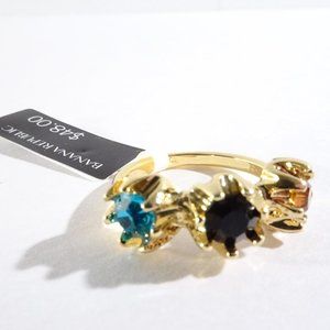 Banana Republic Roots of BR Three Round Stone Ring multi Color Sz 8 NWT 48